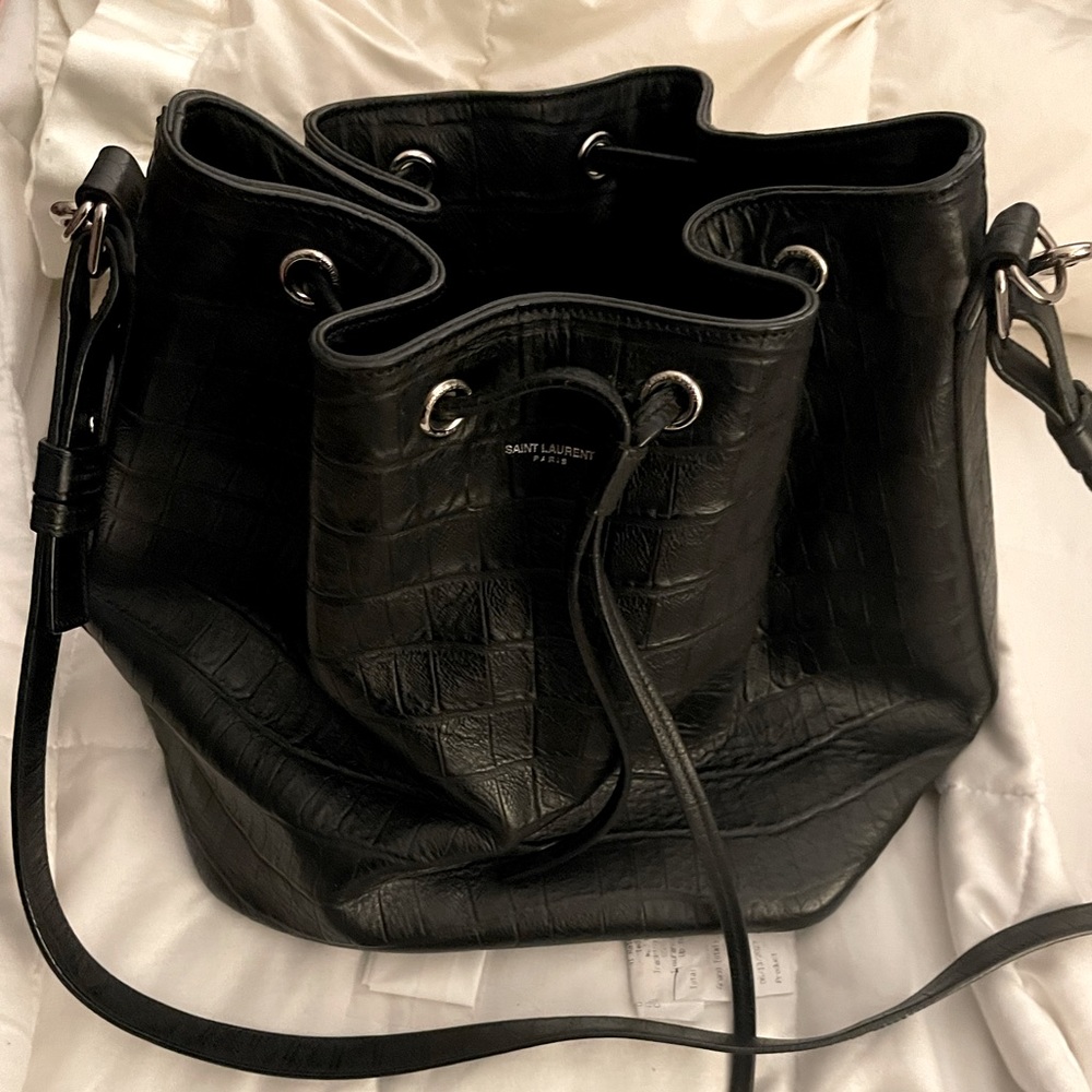 Saint Laurent Croc embossed Emmanuelle bucket bag
